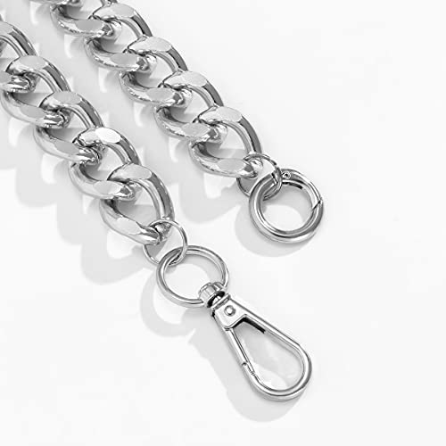 Bag Chain Strap Diy Flat Metal Strap Shoulder Bags Replacement Chain Or Cross Body Chain Strap (Silver) #TOP2