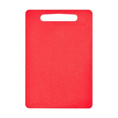 Chef Aid Large Red Poly Chopping Board, Multipurpose Anti-Slip Surface, Easy Clean and Dishwasher Safe with Handle, 40 x 30cm Other Colour Options Available.