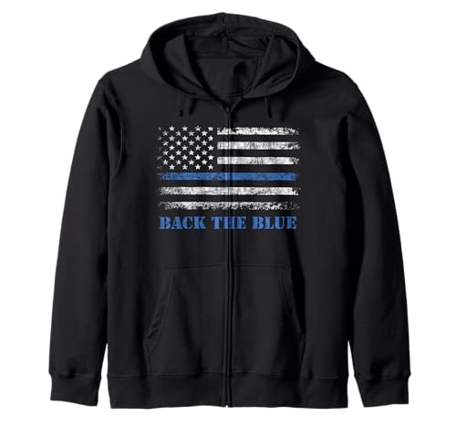 Sostieni la bandiera americana Blue Thin Blue Line - Police Support Felpa con Cappuccio