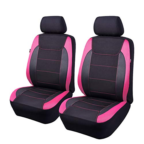 Flying Banner Gabardine Housses de siège avant de voiture en maille, compatibles avec airbag, protection universelle pour la plupart des voitures, camions, camionnettes, SUV (noir et rose)