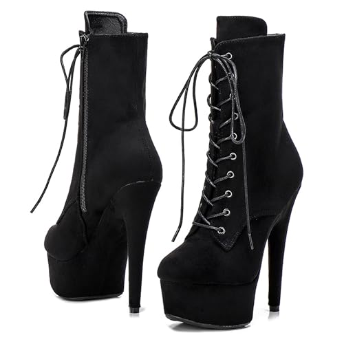 Image of WUXIN H&P 6 in Pole Dance Boot Shoes For Women,Exotic Stiletto Shoes Platform,Stiletto Platform Pole Dancing Ankle Boots Heels