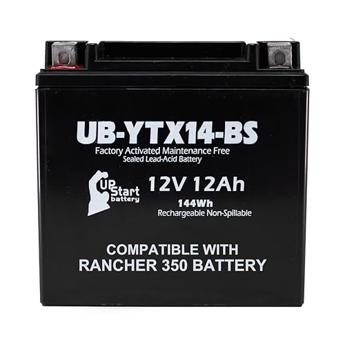 YTX14-BS Replacement For Honda Rancher 350 Battery 2001 - Compatible With Honda Fourtrax 350 Battery - Fits 2000-2006 TRX350 FE FM TE TM 1986-1989 D Fourtrax 4x4 ATV Quad - 12V 12AH