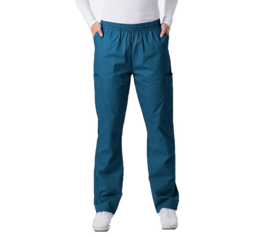 Classix Unisex Straight Leg Pull-on Cargo Scrub Pants, Caribbean Green, 4XL