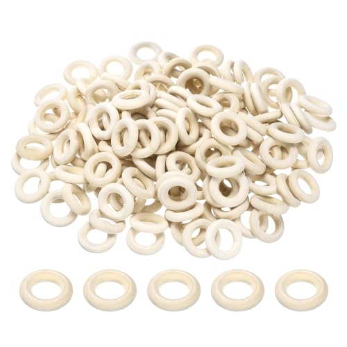 uxcell 250 PCS 25mm /1in inch Natural Wood Craft Ring, Small Wooden Rings Circle, Unfinished Solid Wood Pendant Connectors for DIY Craft, Macrame, Ring Pendant and Jewelry Making