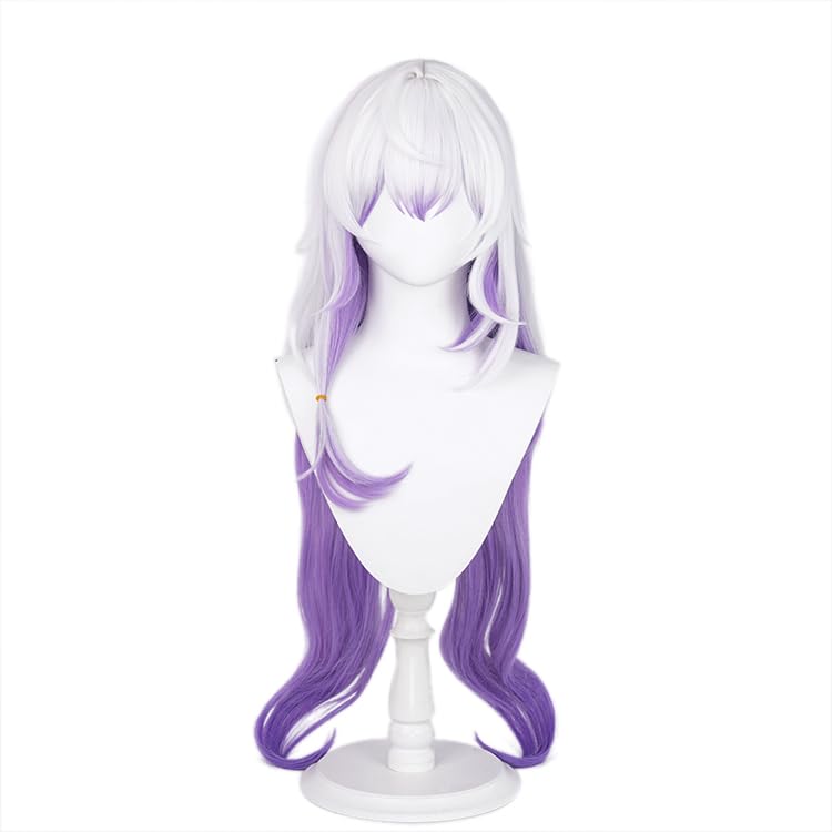 Honkai Star Rail Black Swan Wig Cosplay Women Costume White Mixed Gradient Purple Long Straight Hair Wigs for Adult Cos HSR Party Halloween Christmas Comic(Black Swan)