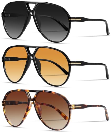 Oversized Retro Aviator Sunglasses for Women Men Classic 70s Vintage Style Trendy Large Frame Sun Glasses