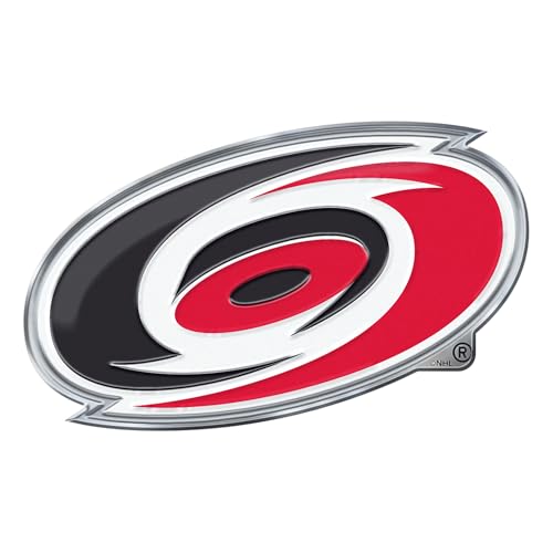FANMATS 60481 Carolina Hurricanes Heavy Duty Aluminum Embossed Color Emblem, Auto Emblem Decal