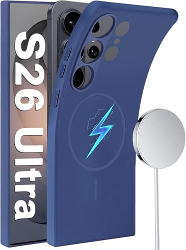 Image of mobistyle Designed for Samsung Galaxy S26 Ultra 6.9-Inch, Compatible with Mag-Safe, Silky Soft Touch Silicone| Shock Absorbing Phone Back Cover case with Camera Lens Protection (Blue)