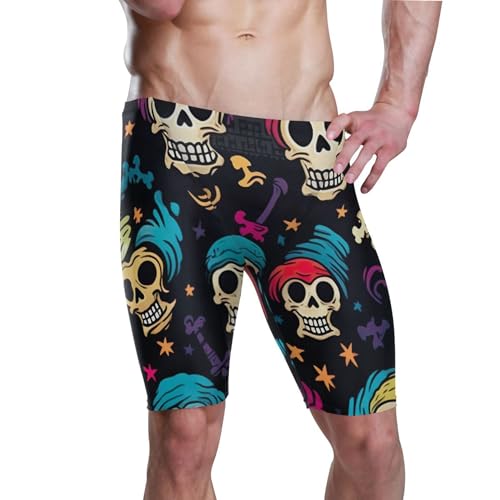 Sugar Skull Skeleton Gothic Swim Jammers for Men Athletic Durable S B0400502