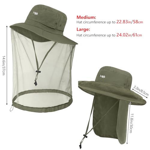 Image of BASSDASH Unisex UPF 50+ Mosquito Net Hat with Neck Flap FH17