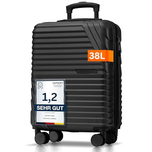 Premium Handgepäck Koffer 55x40x20cm - passend für Ryanair, Lufthansa, Eurowings und co. I 38L Handgepäck Koffer mit sanften Rollen und praktischem TSA Schloss, Reisekoffer Bordkoffer (anthrazit)