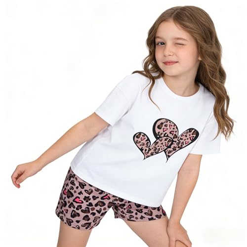 Image of Axumity Kid Toddler Girl Clothes Summer Ruffle Sleeve Figure Graphic Shirt + Shorts Summer Outfits Set