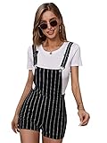 Milumia Women's Striped Open Back Adjustable Strap Overalls Shorts Romper Jumpsuit Black Medium
