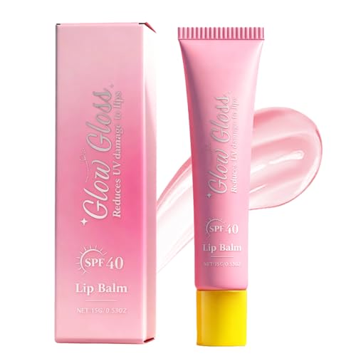 Image of Glow Gloss SPF 40 Lip Balm with Broad Spectrum UV Protection - Hydrating Lip Treatment for Dry & Chapped Lips - High Shine Moisturising Li-p Care for Daily Sun Protection - Non-Sticky Daily Li-p Cream