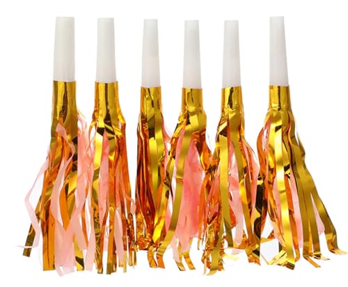 Sifflets à franges plastique lot de 60 pièces festives haute résistance rose et or