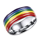 VERDANVERSE Anillo de Metal Diseño Arcoíris para Gays, Superficie Lisa y Cómodo de Llevar, Adecuado para Fiestas y Picnic de Verano