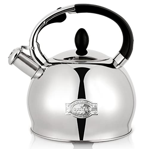 Comparison: Best Kettle For Tea 9 SUSTEAS Stove Top Whistling Tea Kettle - Food Grade Stainless Steel Teakettle Teapot with Cool Touch Ergonomic Handle, With 1 Silicone Pinch Mitt Included,2.64 Quart(SILVER)