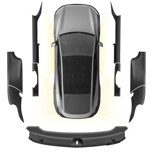 3W Tesla Model Y Juniper Door Sill Protector 2025 2026 Front & Rear, Trunk Sill Protector, Door Entry Guard, Anti-dust Cover, Anti-Scratch Plate, Edge Guards, TPE Customized Car Accessories Black