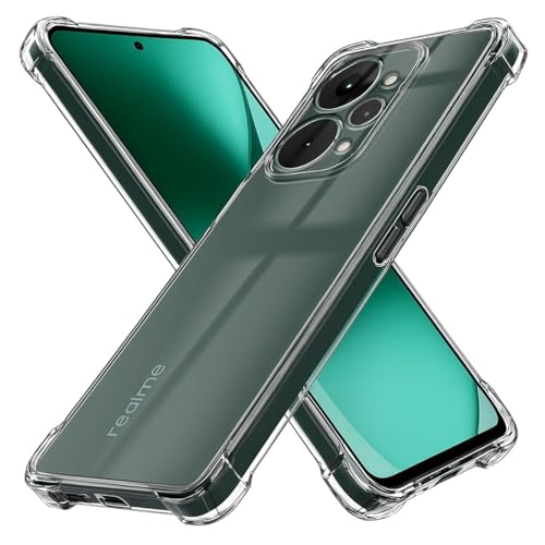 Image of Fashionury 3D Raised Transparent Crystal Clear Back Cover for Realme 15 Pro | Shockproof Design | Anti-Slip Grip | Camera Protection | 360 Degree Protection Mobile Case