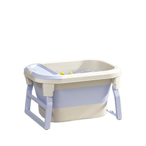 【Breaklock】 浴槽 バスタブ ベビーバス 折りたたみ浴槽 ポータブルバスタブ 温度計搭載 断熱性 耐久性 組立不要 収納便利 持ち運び 浸漬式 風呂桶 SPA プール キャンプ 家庭用 子供 大人 キッズ 多用途 (ブルー)