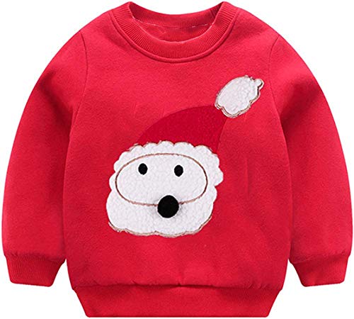 Popshion Toddler Boys Christmas Sweatshirts Long Sleeve Pullover Shirts Deer Sweater Cartoon Tee Sport Tops