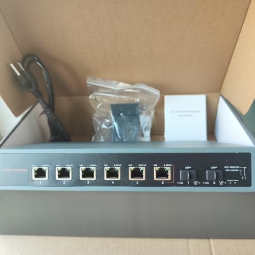 Image of 10Gbe Unmanaged Ethernet Switch with 6x10G Base-T & 2x10G SFP+ Uplink, 1000M /2.5G /5G /10G Compatible, Fanless Metal Plug & Play, Ideal for NAS, Desktop /Wall Mount for Home Network and Industrial