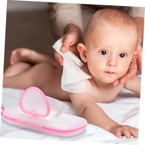 Image of Healeved Baby Wipes Dispenser: On- The- Go Wipes Dispenser Travel Wipes Case Baby Wipe Holder Outdoor Stroller Wet Wipes Box Portable Refillable Wipes Container Pink