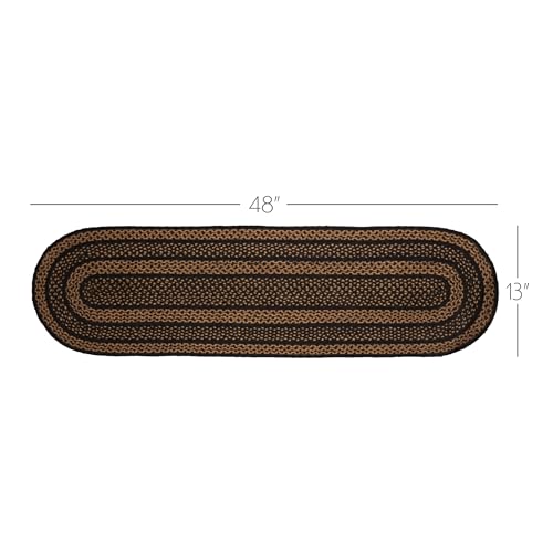 VHC-Brands-Farmhouse-Primitive-Jute-Black-Striped-Oval-Table-Runner-Decor-13×48 VHC Brands Farmhouse Primitive Jute Black Striped Oval Table Runner Decor 13×48