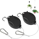 Zhixifan Plant Pulleys for Hanging Plants,Auto Raise and Pull Down,Heavy Duty Retractable Plant Hangers,Adjustable Hook for Garden Baskets Pots Water or Bird Feeder (220, Grams), Black