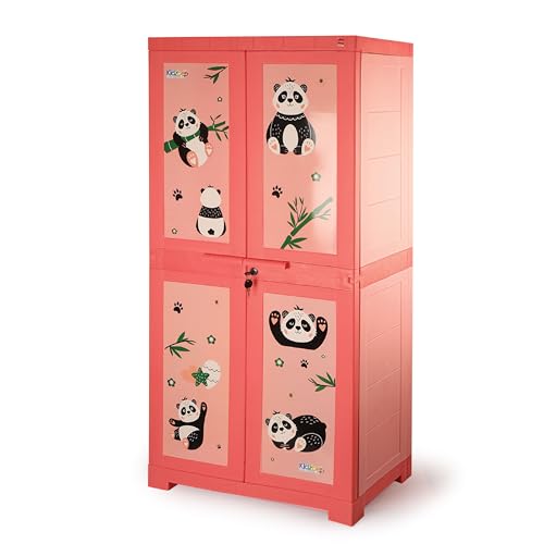 Image of CELLO Kidzbee Mega Marvel Bamboo Budies Cabinet PP Plastic Material | Dream Word & Space-Saving Compact Size | Bamboo Budies-Themed Design | Multipurpose Storage Suitable for Kids' Rooms | Peach