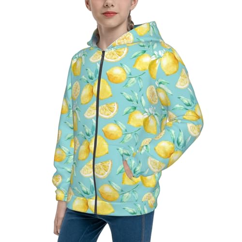 Yellow Lemon Kid Hoodies Boys Zip Up Sweatshirts Girls Pullover with Pocket