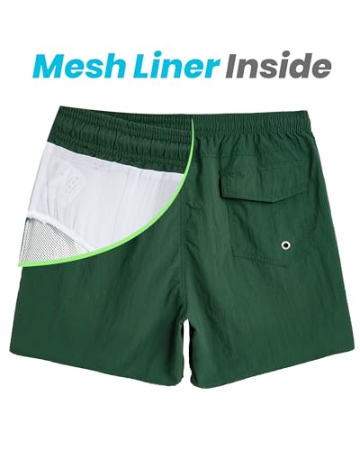 Image of maamgic Mens Swim Trunks 5 inch with Mesh Lining Quick Dry Bathing Suits for Men Swim Shorts Swimwear
