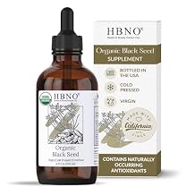 HBNO Organic Black Seed Oil - Huge 4oz 120ml Glass Bottle Value Size - USDA Certified Organic Black Seed Oil, Cold Pressed for Face, Body, Lips, Shampoo & Conditioner