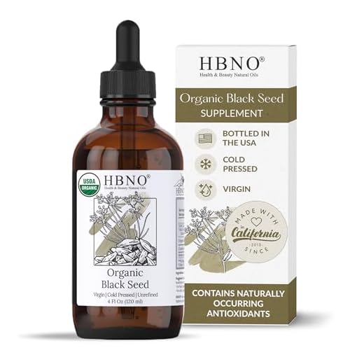HBNO Organic Black Seed Oil Liquid 4 oz (120ml) - USDA Certified Black Cumin Seed Oil - Black Seed Oil Organic Cold Pressed for Face, Body, Lips, Shampoo & Condition - 100% Pure Black Seed Oil