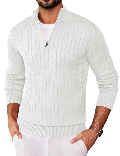 Pull d'hiver en tricot manches longues col camionneur zippé mode homme