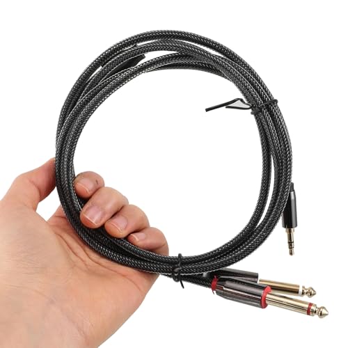 Cable de audio 3.5mm a dual 6.35mm de 1.8m negro miniatura 4