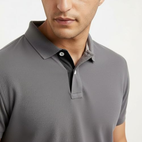 Image of Men's Premium Cotton Pique Polo T-Shirt, Classic Fit Short Sleeve Casual Summer Shirt, Soft & Breathable Fashion Polo