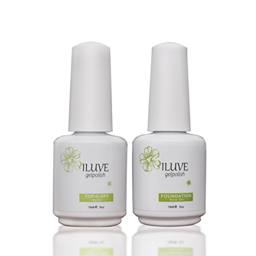 iLuve Long Lasting Soak Off Nail Polish Base + Top Coat Combo | 1 Bottle Base Coat Gel and 1 Bottle Top Coat Gel