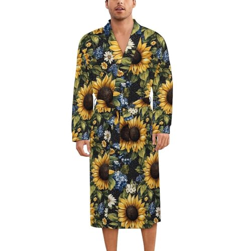 Robe de nuit en soie homme femme imprimé floral léger avec ceinture