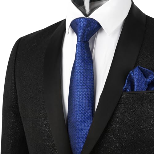 Image of Alizeal Mens Vintage Solid Plaid Tie with Pocket Square 3.15inches Necktie Set
