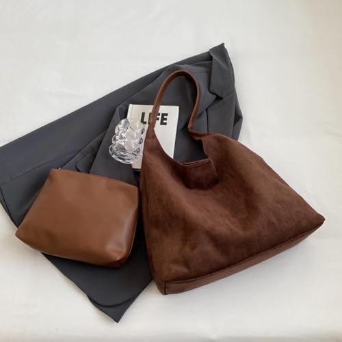 Image of Hobo Bag for Women Tote Bag Brown Suede
