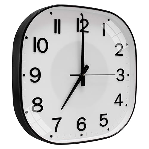 Image of TEKCOOL Plastic Analogue Wall Clock 12 inch Silent Quartz Decorative Wall Clock Non-Ticking Classic Clock Battery Operated Round Easy to Read for Room /Home /Kitchen /Bedrom /Office /School.White black'