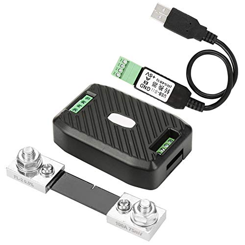 Zunate PEACEFAIR PZEM-017 DC Energy Meter Module, RS485 ModbusRTU, Measures Voltage Current Power KWh, 50A/100A/200A/300A Shunt Compatible, with Alarm Function (PZEM-017+100A+USB)