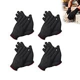 Lonwiner 4 Paare Professionelle Hitzebeständige Handschuhe für Locken, Arbeitshandschuhe für Arbeitnehmer Handschuhe für Beruflichen Einsatz, Schwarz