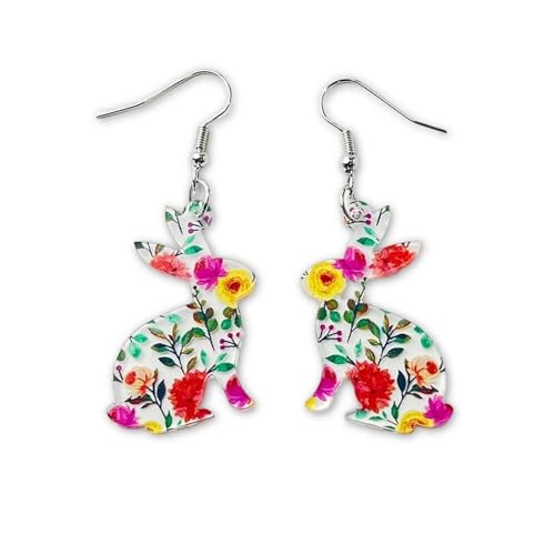 Todu Easter Earrings Fun Colorful Flower Animal Bunny Dangle Cute Rabbit Drop Spring Earrings Holiday Jewelry Gift For Women(Rabbit)