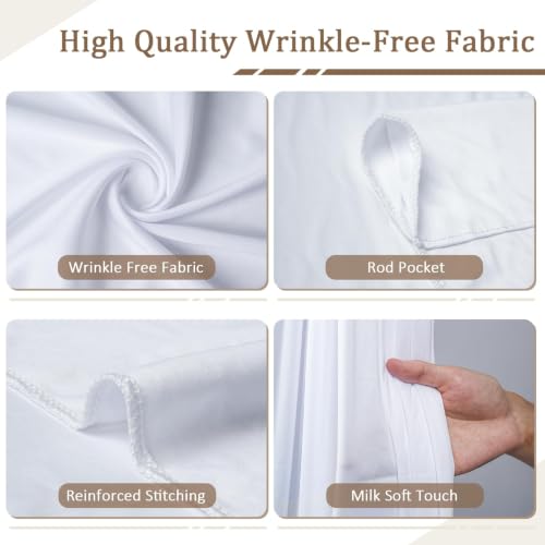Likrin 20x10FT White Backdrop Curtains for Wedding Parties, Ultra Drapey & Silky Drapes for Backdrop Skin-Friendly & Soft Background Curtains for Birthday, Photography Decoration (4 Panels, 5x10FT) by Likrin - Used condition - Image 3