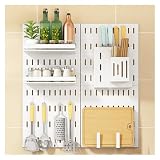 Wandler, Edelstahl-Speicher-Lochbrett-Wand-montiertes Pegboard-Kit Weiß Mehrere Größen(Style 2)