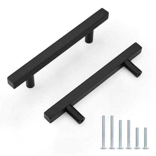 Probrico Matte Black Cabinet Handles & Pulls 3-3/4" CC Square 20 Pack