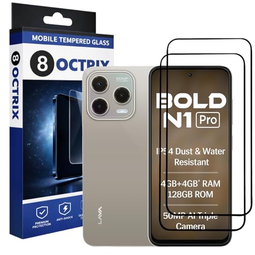 Image of Military-Grade Tempered Glass Screen Protector Compatible for Lava Bold N1 Pro with Edge to Edge Coverage - Case Friendly, Anti-Scratch & Bubble-Free Installation Kit (Pack Of 2)