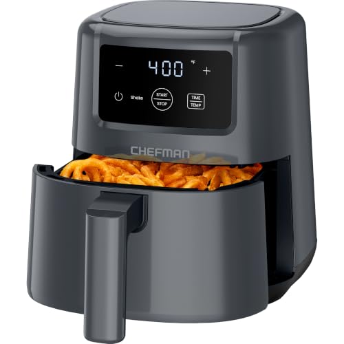 Image of CHEFMAN 2 Qt Mini Air Fryer - Digital Space-Saving Compact Air Fryer with Nonstick and Dishwasher Safe Basket, Quick & Easy Meals in Minutes, Features Digital Timer and Shake Reminder - Grey